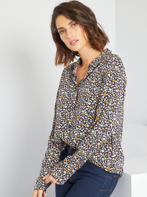 Camisa túnica vaporosa de flores - Kiabi