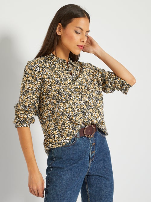 Camisa túnica vaporosa de flores - Kiabi