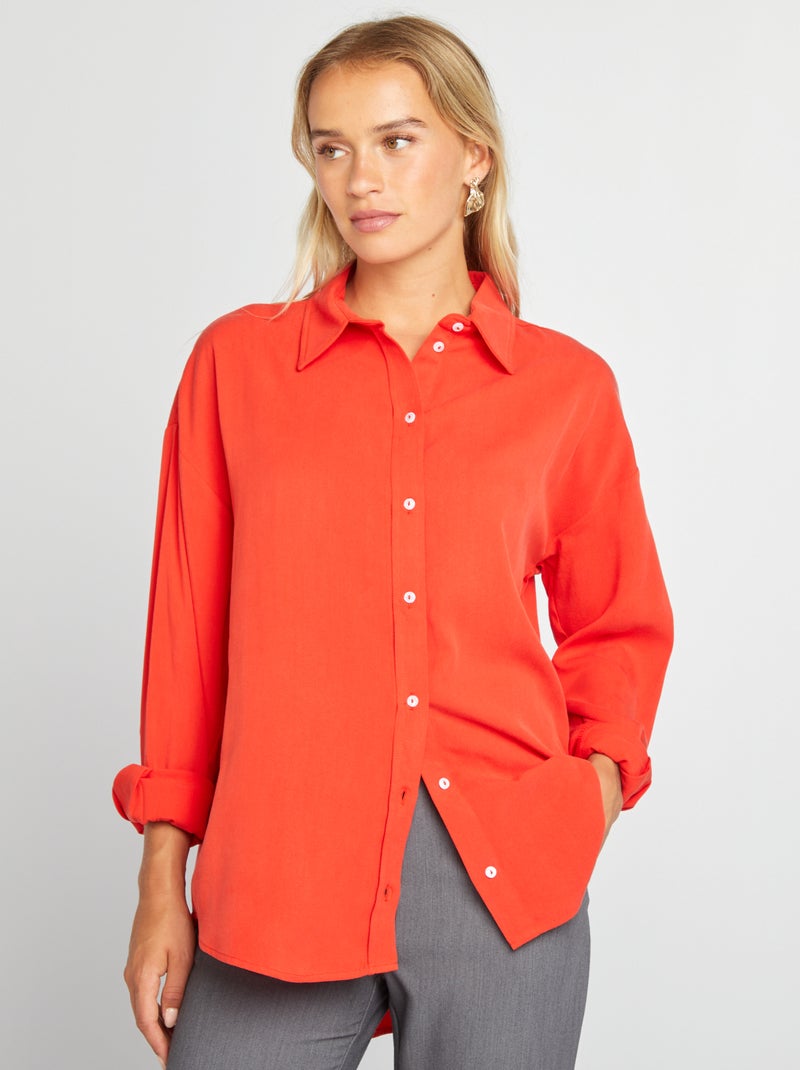 Camisa vaporosa de material de crepé ROJO - Kiabi