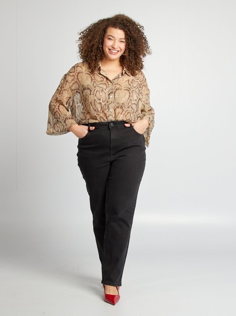 Camisa vaporosa estampada 'serpiente' BEIGE - Kiabi