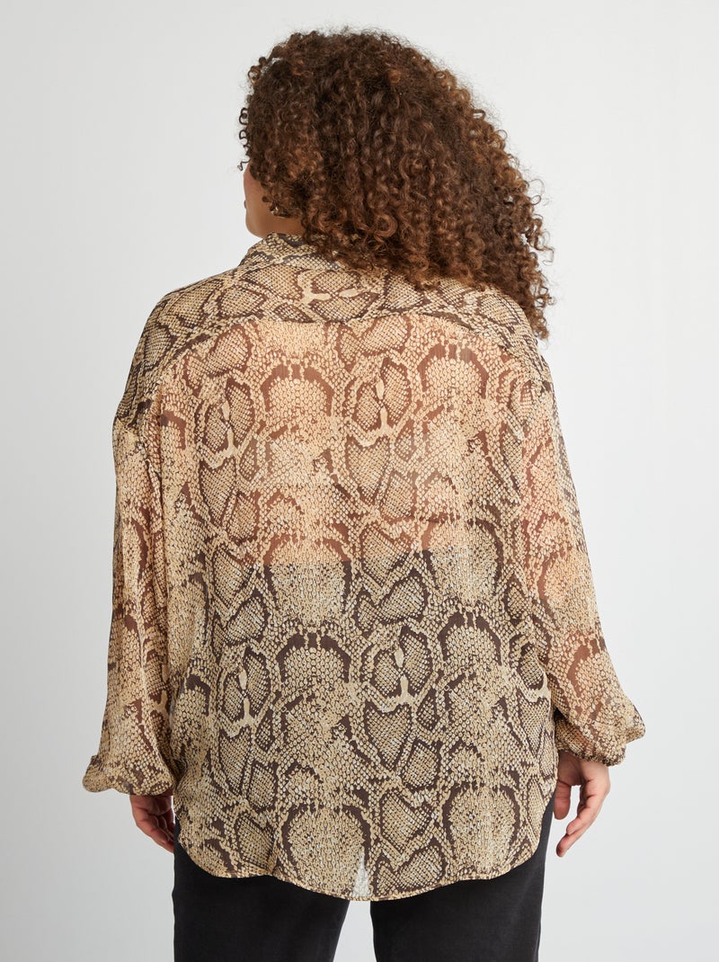 Camisa vaporosa estampada 'serpiente' BEIGE - Kiabi