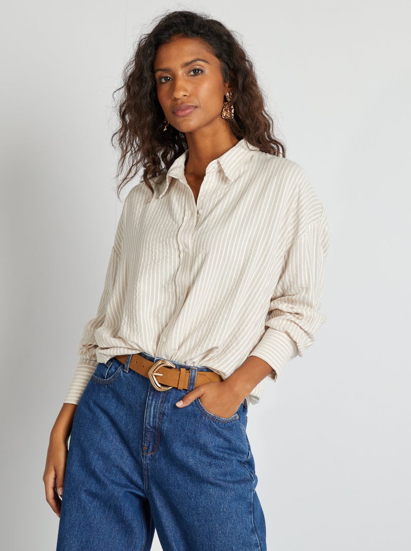 Camisa vaporosa oversize BEIGE - Kiabi