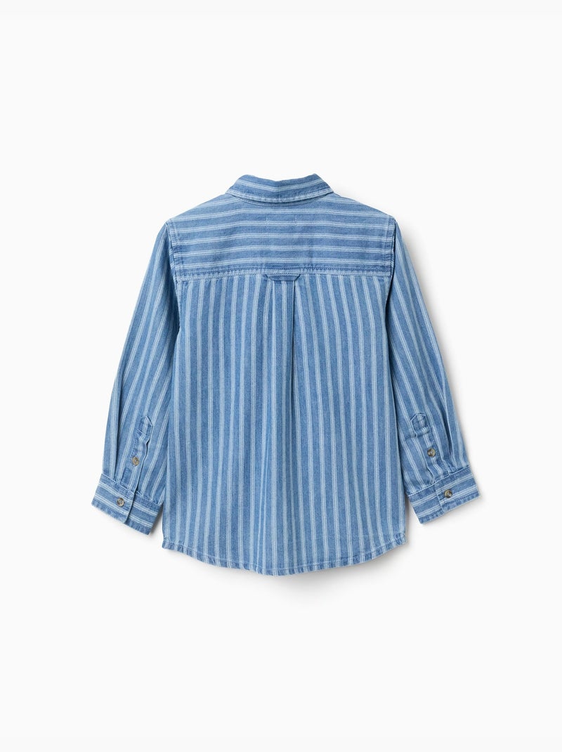 Camisa vaquera a rayas con bolsillo Azul Azul - Kiabi