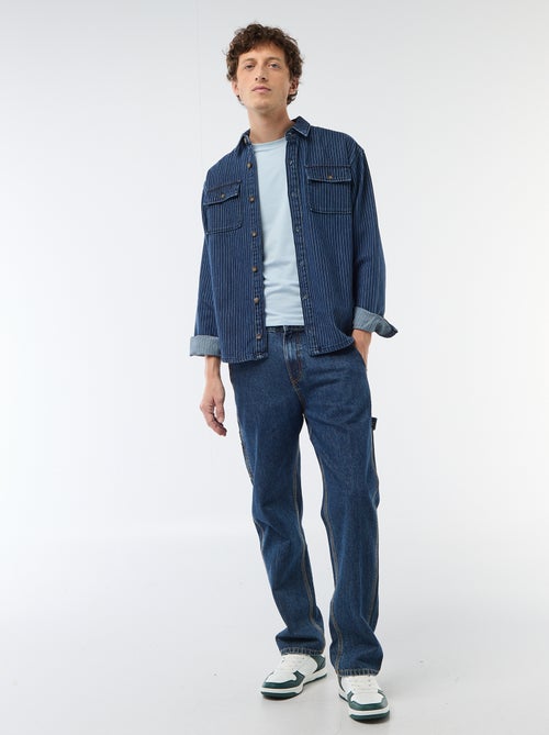 Camisa vaquera a rayas con bolsillos de parche en el pecho - Kiabi