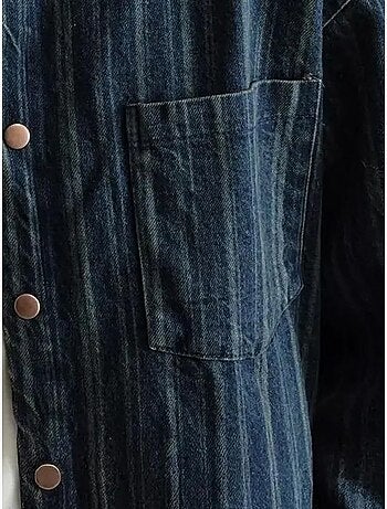 Camisa vaquera a rayas con botones y bolsillo para hombre de giesto