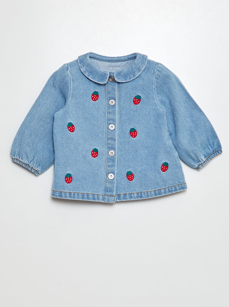 Camisa vaquera bordada AZUL - Kiabi