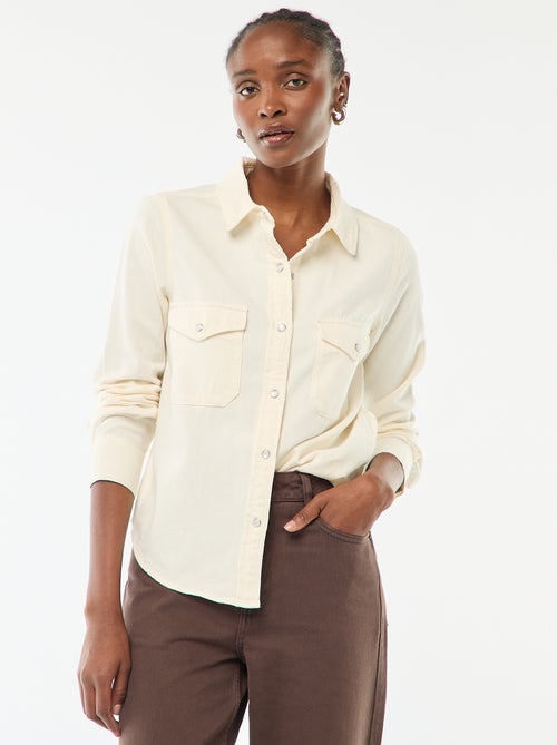 Camisa vaquera con 2 bolsillos de parche con solapa en el pecho - Kiabi