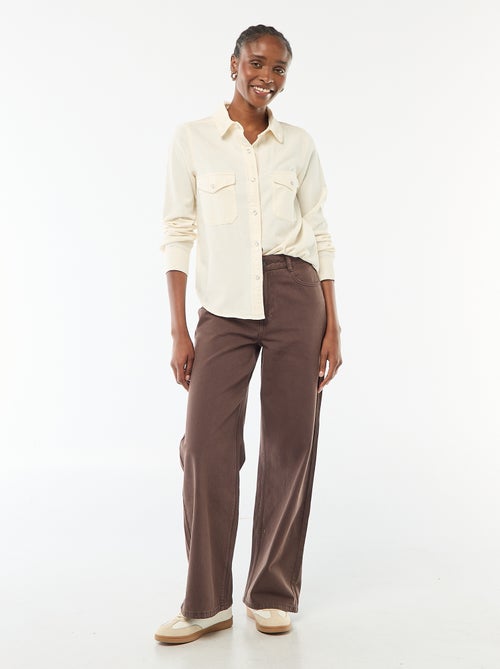 Camisa vaquera con 2 bolsillos de parche con solapa en el pecho - Kiabi