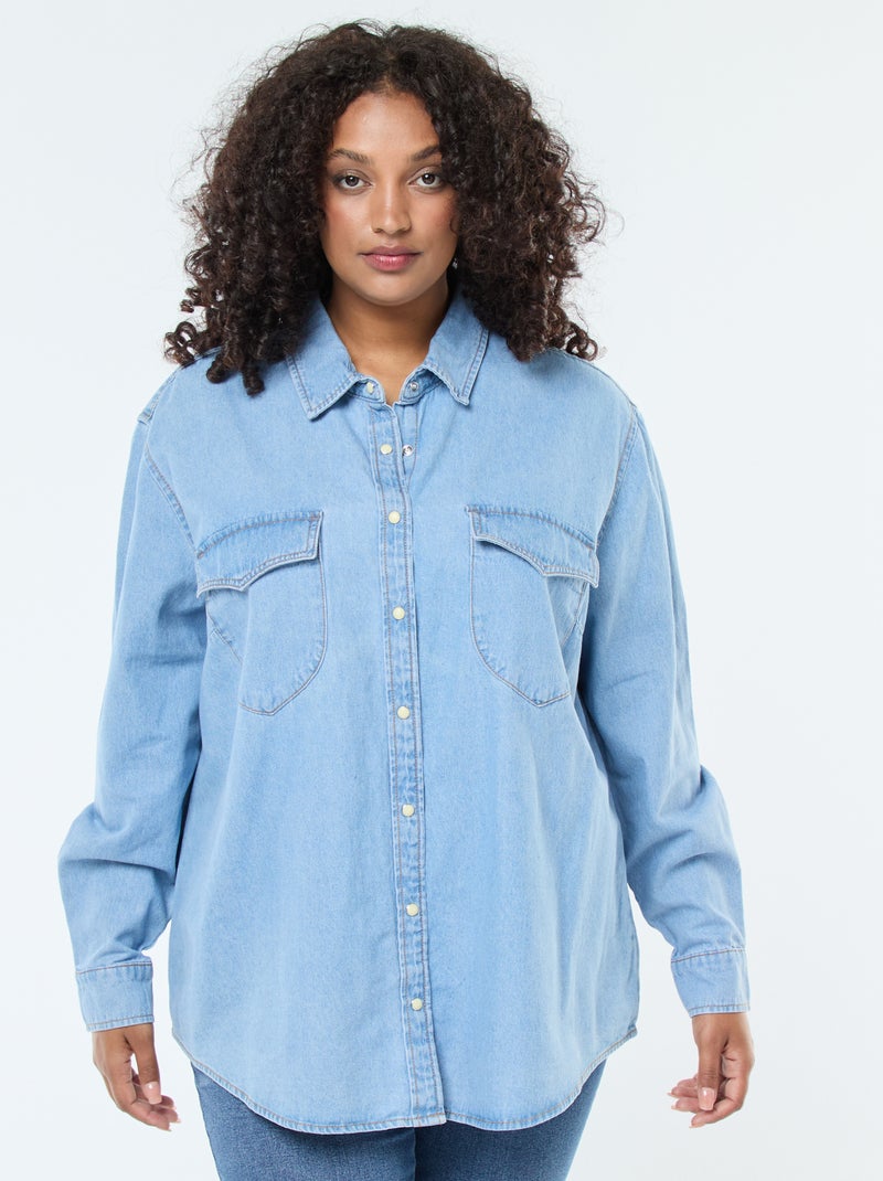 Camisa vaquera con 2 bolsillos en el pecho Azul - Kiabi