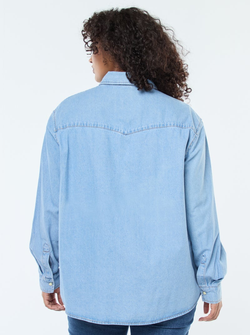 Camisa vaquera con 2 bolsillos en el pecho Azul - Kiabi
