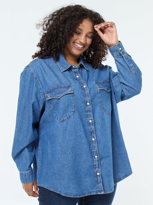 Camisa vaquera con 2 bolsillos en el pecho - Kiabi