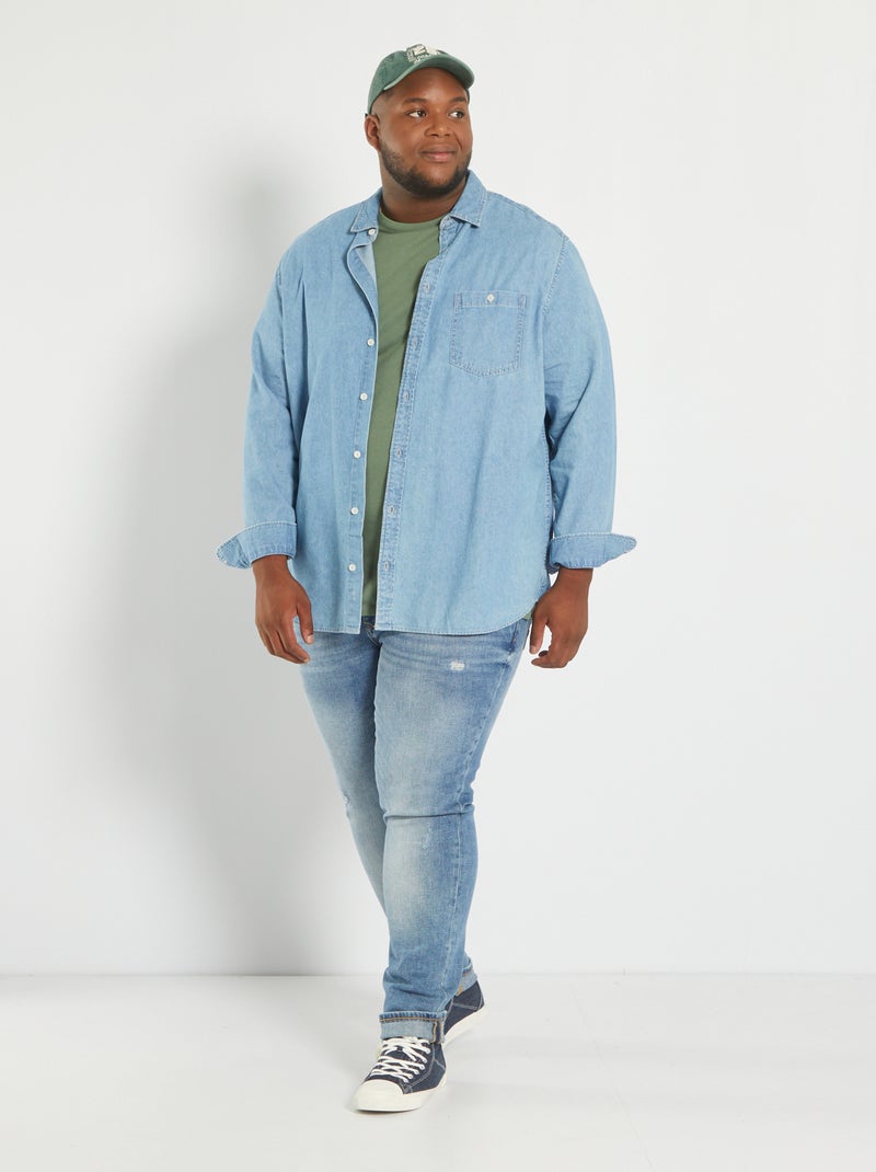 Camisa vaquera con bolsillo Azul - Kiabi