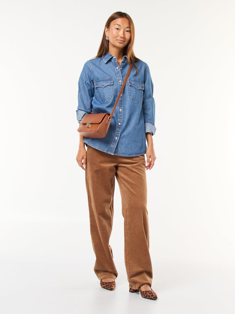 Camisa vaquera con bolsillos de solapa Azul - Kiabi