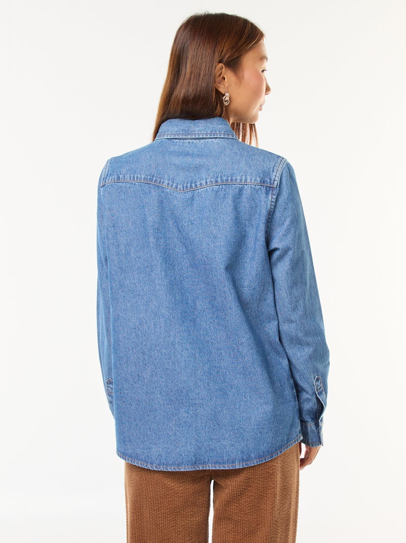 Camisa vaquera con bolsillos de solapa Azul - Kiabi