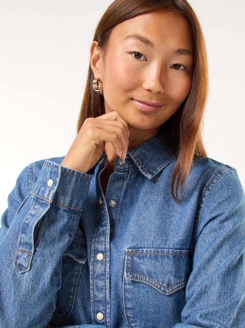 Camisa vaquera con bolsillos de solapa - Kiabi