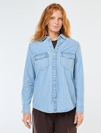 Camisa vaquera con bolsillos de solapa