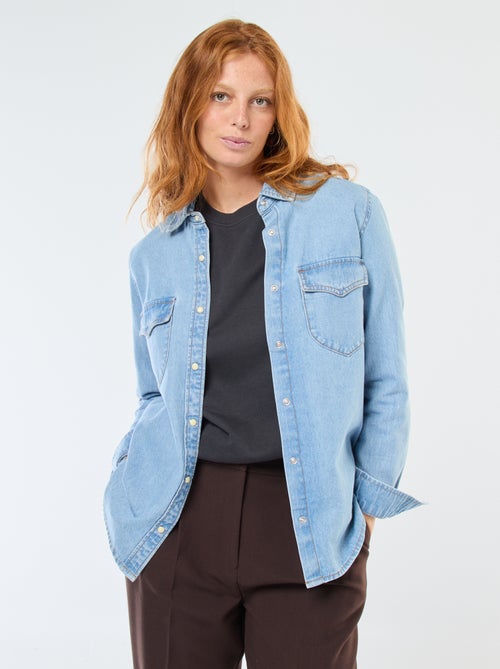Camisa vaquera con bolsillos de solapa - Kiabi