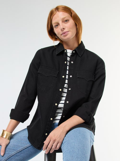 Camisa vaquera con bolsillos de solapa - Kiabi