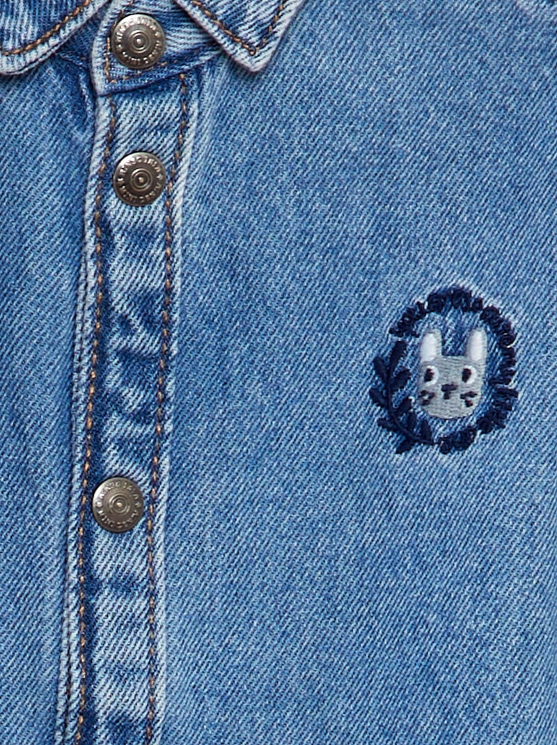 Camisa vaquera con bordado conejo AZUL - Kiabi