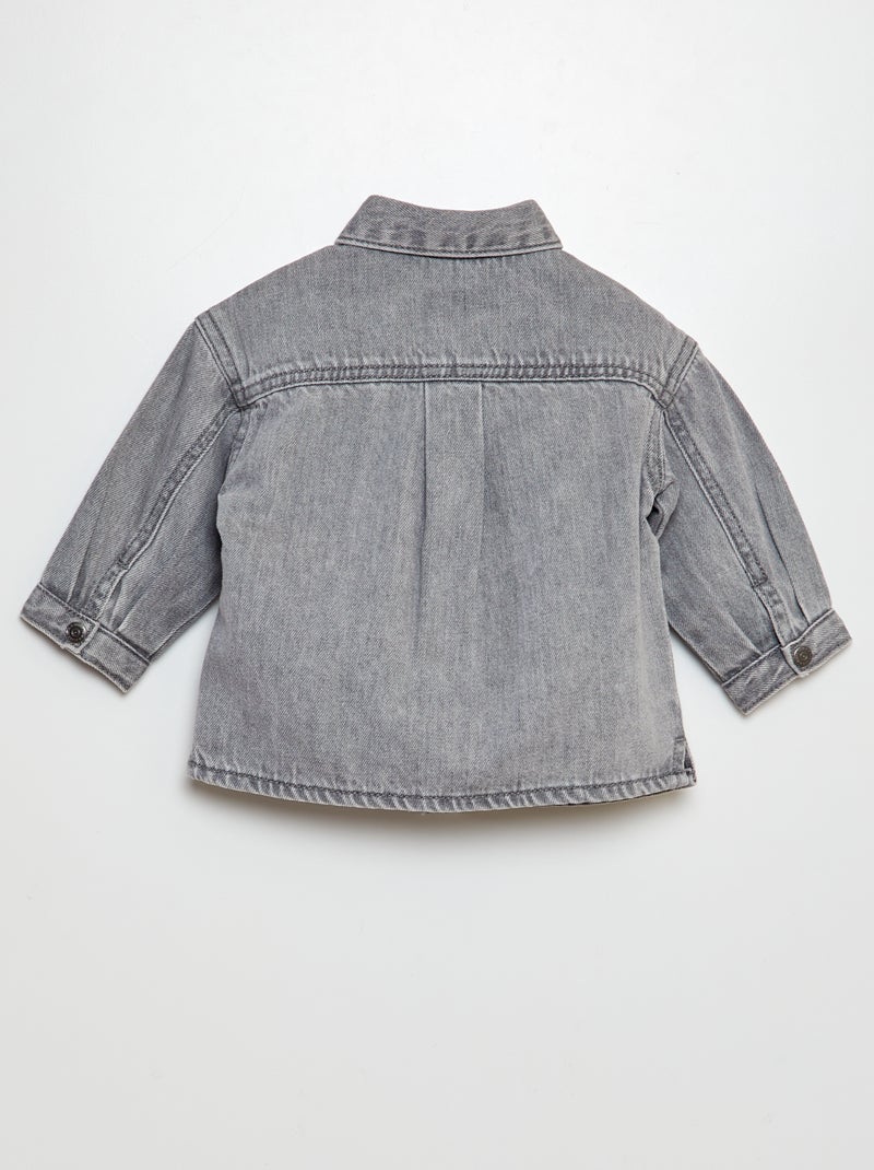 Camisa vaquera con bordado conejo GRIS - Kiabi