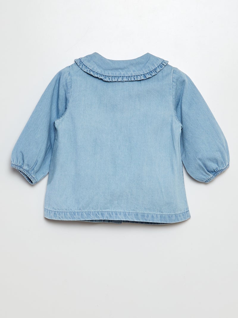 Camisa vaquera con bordado de corazón AZUL - Kiabi