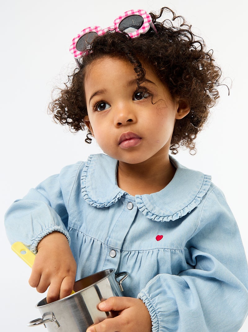 Camisa vaquera con bordado de corazón AZUL - Kiabi