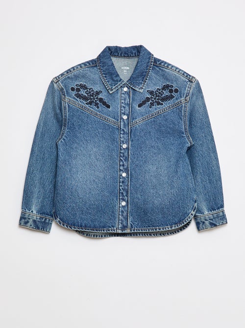 Camisa vaquera con bordados - Kiabi