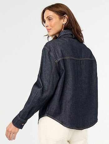 Camisa vaquera con cuello camisero con lazada