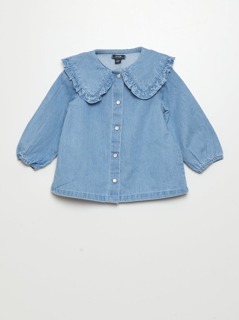 Camisa vaquera con cuello con volante AZUL - Kiabi