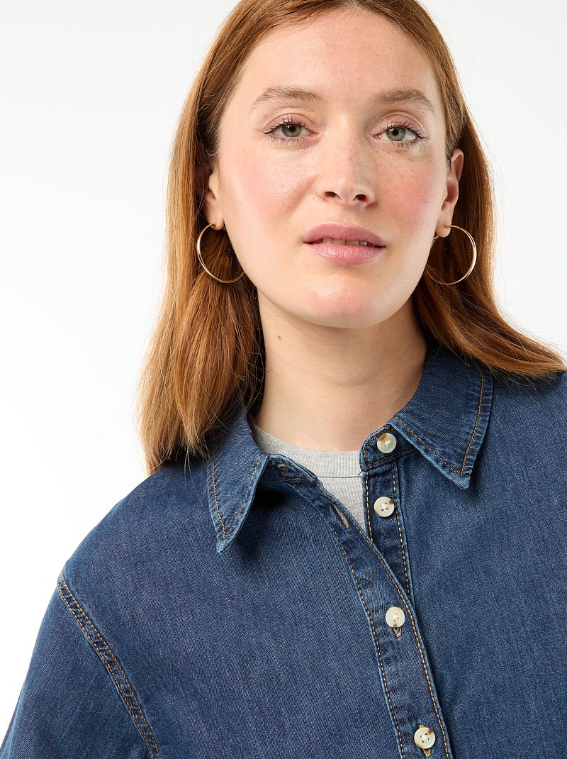 Camisa vaquera con mangas 3/4 Azul - Kiabi
