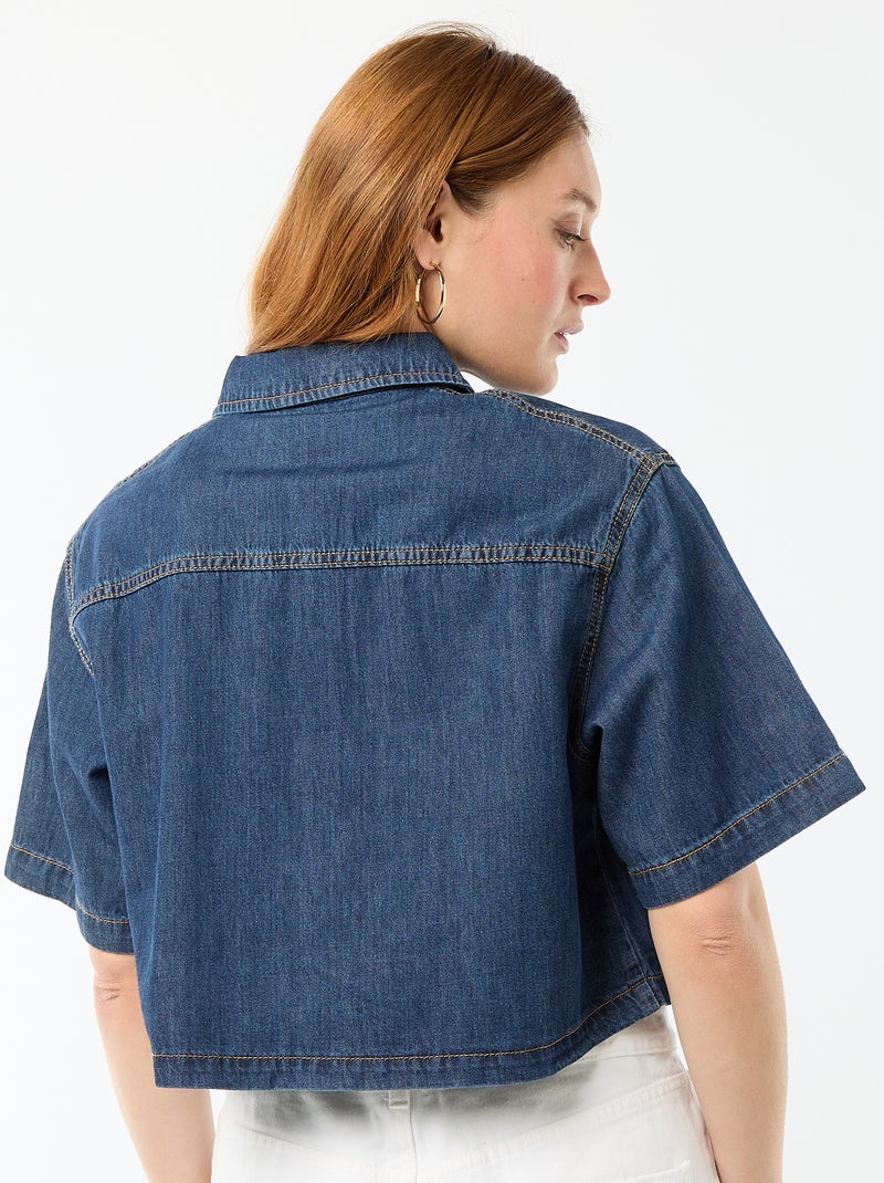 Camisa vaquera con mangas 3/4 Azul - Kiabi