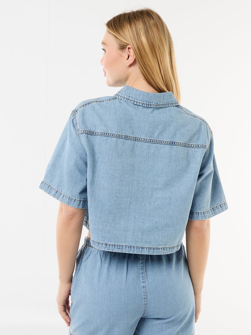 Camisa vaquera con mangas 3/4 Azul - Kiabi
