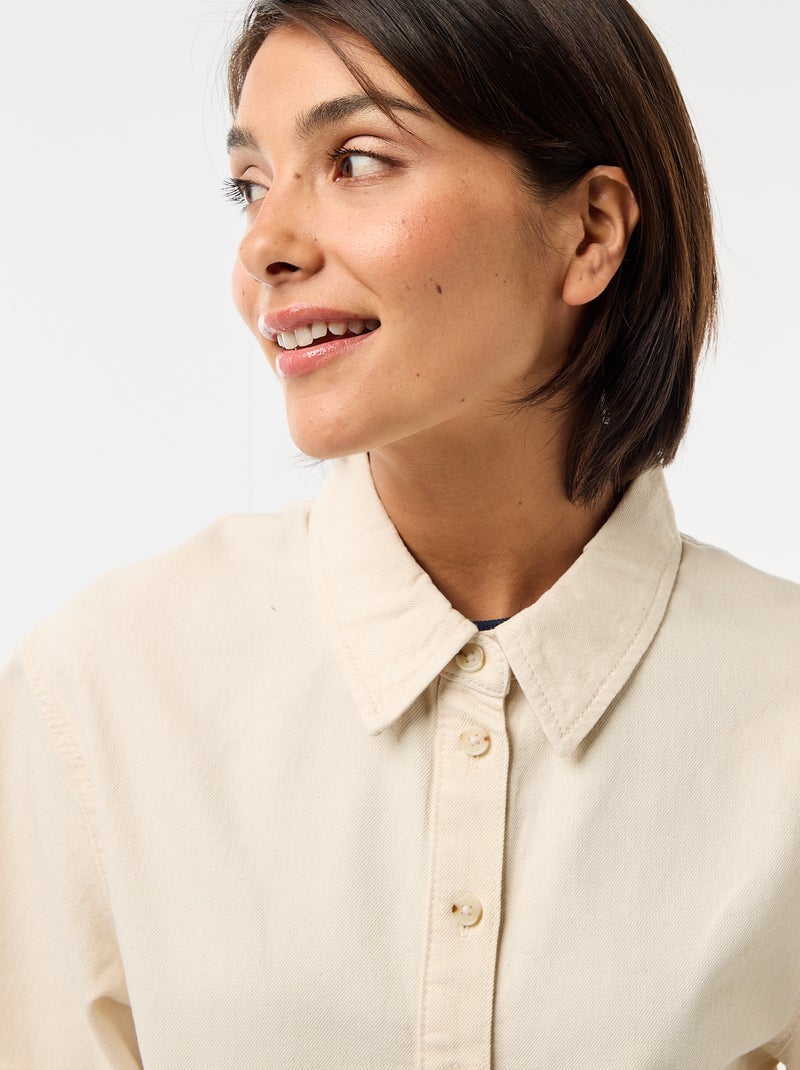 Camisa vaquera con mangas 3/4 Blanco - Kiabi