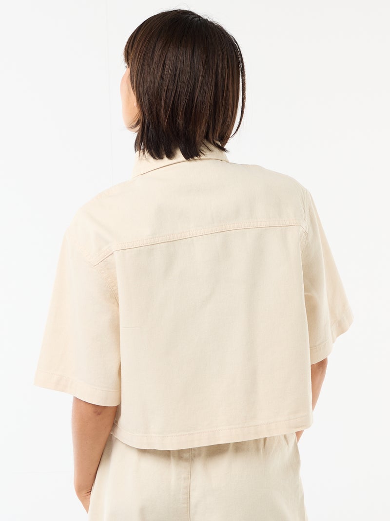Camisa vaquera con mangas 3/4 Blanco - Kiabi