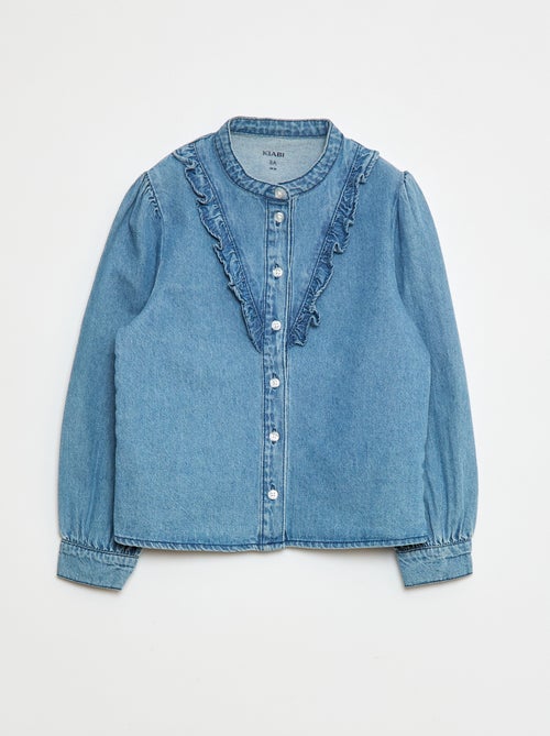Camisa vaquera con volante en el cuello - Kiabi