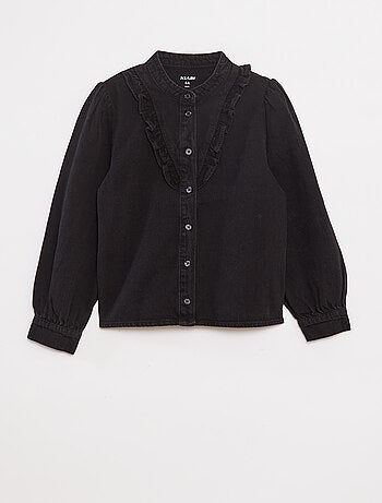 Camisa vaquera con volante en el cuello