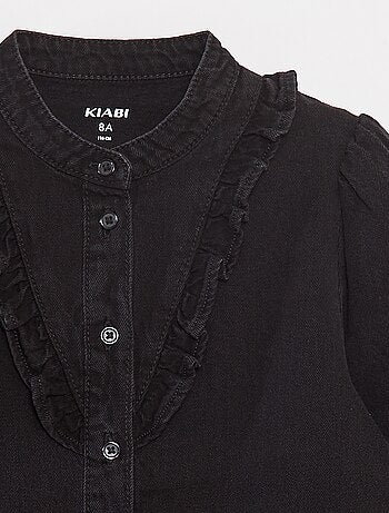 Camisa vaquera con volante en el cuello