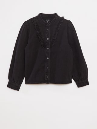 Camisa vaquera con volante en el cuello