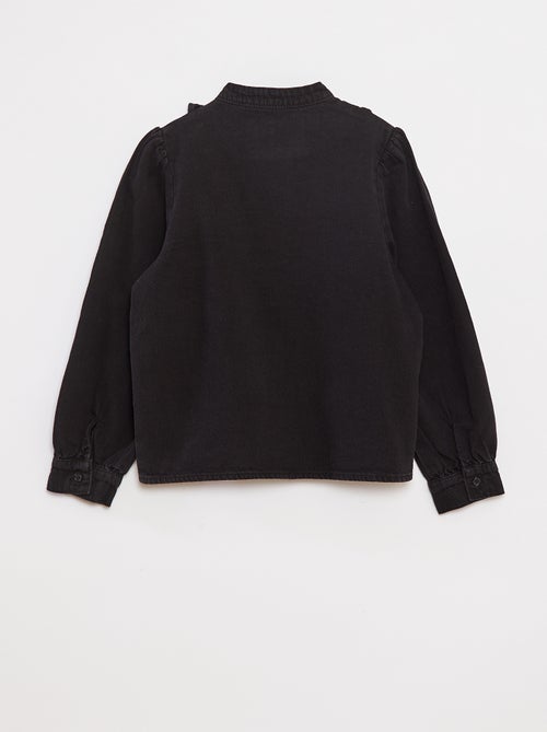 Camisa vaquera con volante en el cuello - Kiabi