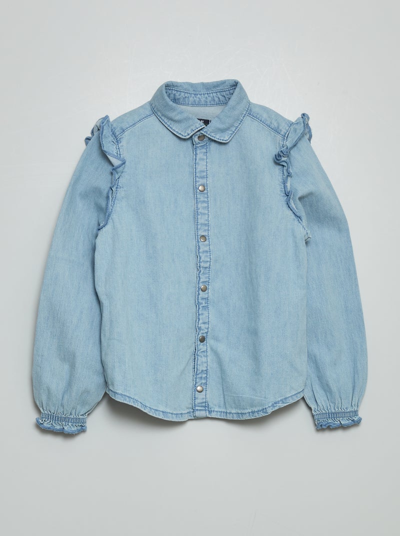 Camisa vaquera con volantes AZUL - Kiabi