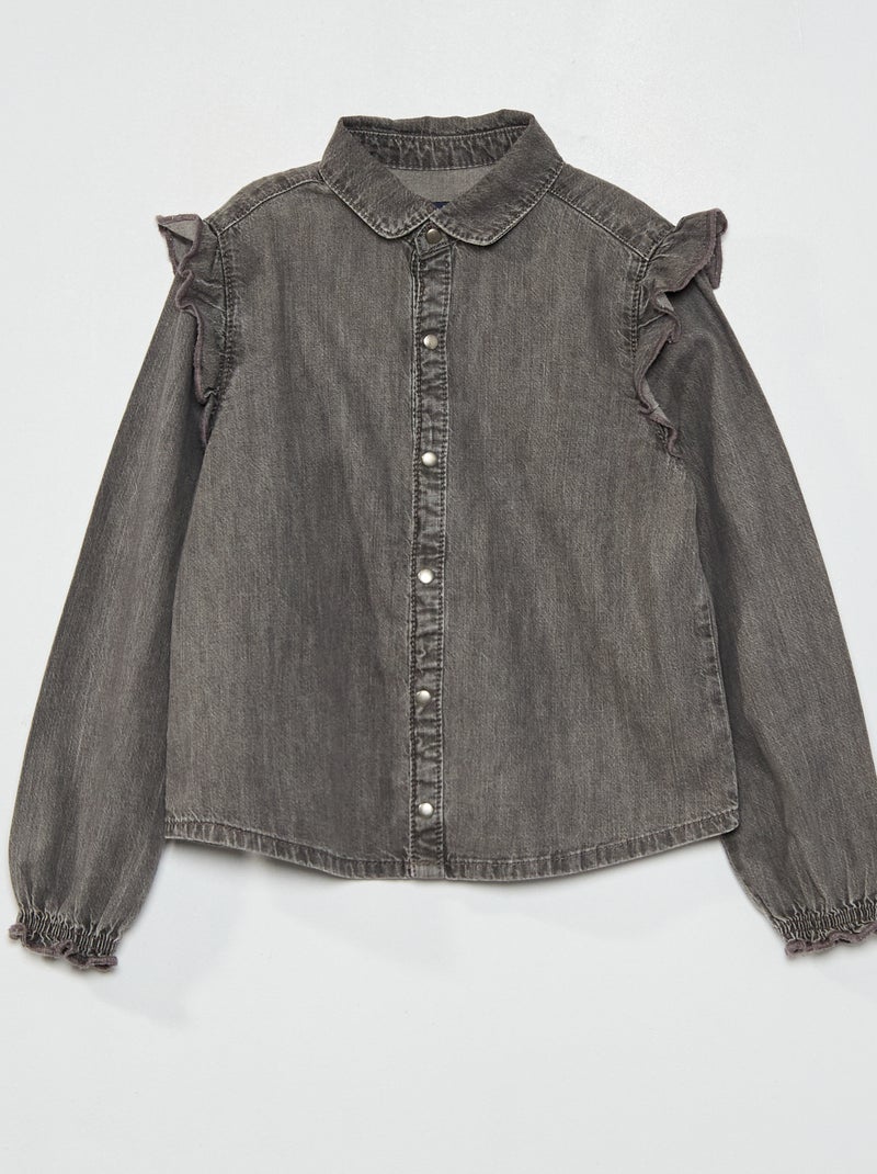 Camisa vaquera con volantes GRIS - Kiabi