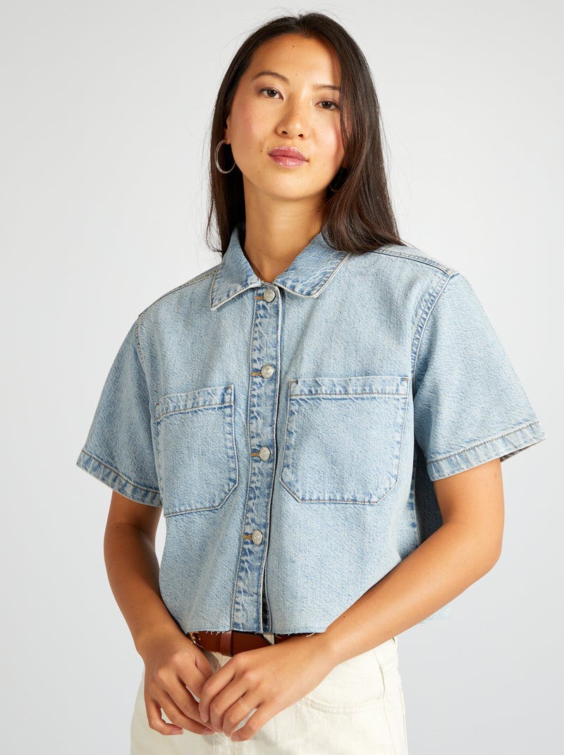 Camisa vaquera cropped AZUL - Kiabi