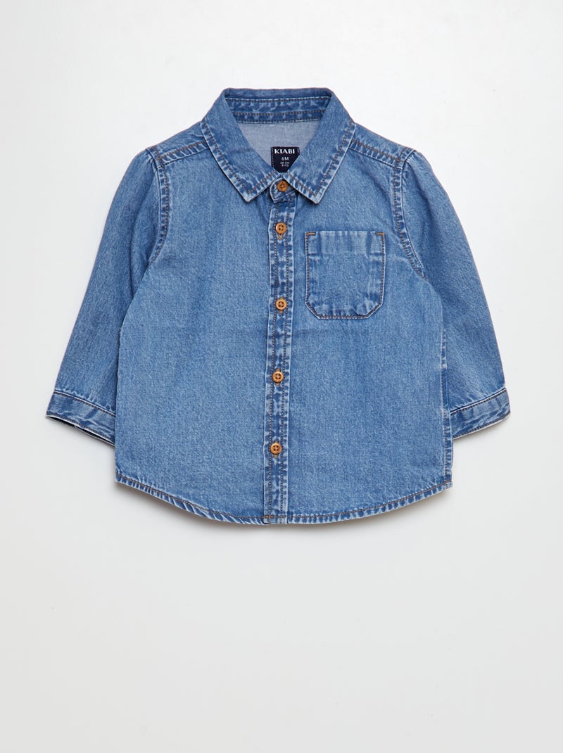 Camisa vaquera de algodón AZUL - Kiabi