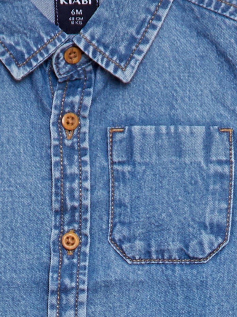 Camisa vaquera de algodón AZUL - Kiabi