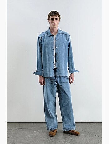 Camisa vaquera de algodón oversize para hombre giesto