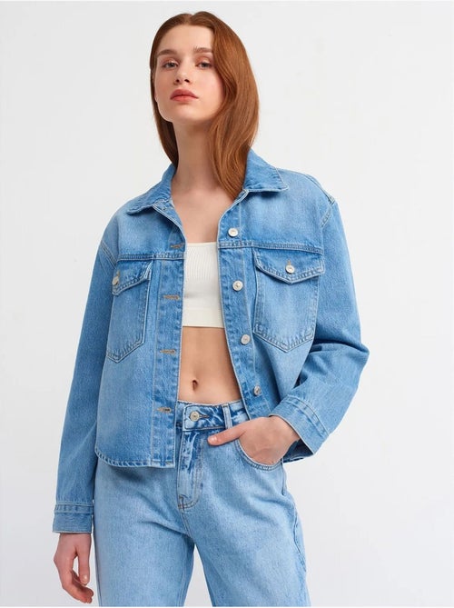 Camisa vaquera de algodón para mujer dilvin - Kiabi Camisa vaquera de algodón para mujer dilvin - Kiabi