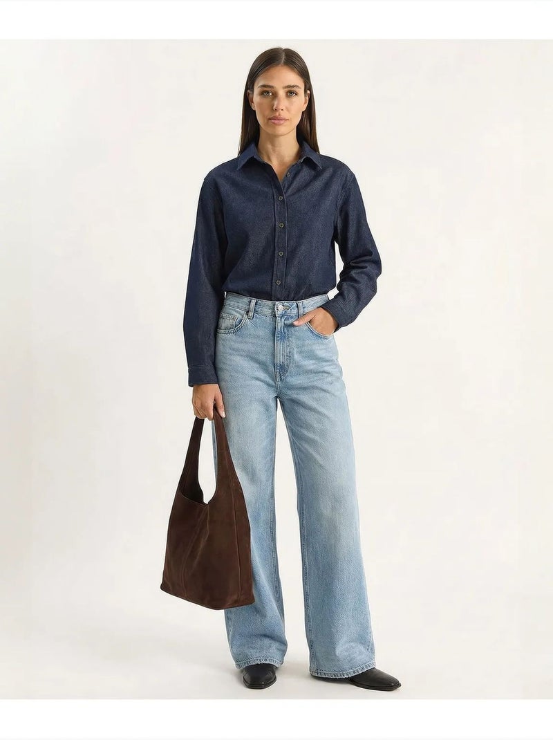Camisa vaquera de algodón para mujer lucci Azul ultramar - Kiabi