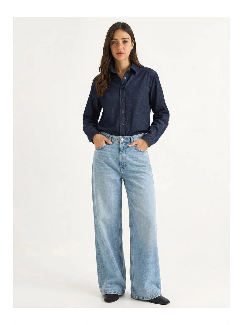 Camisa vaquera de algodón para mujer lucci Azul ultramar - Kiabi