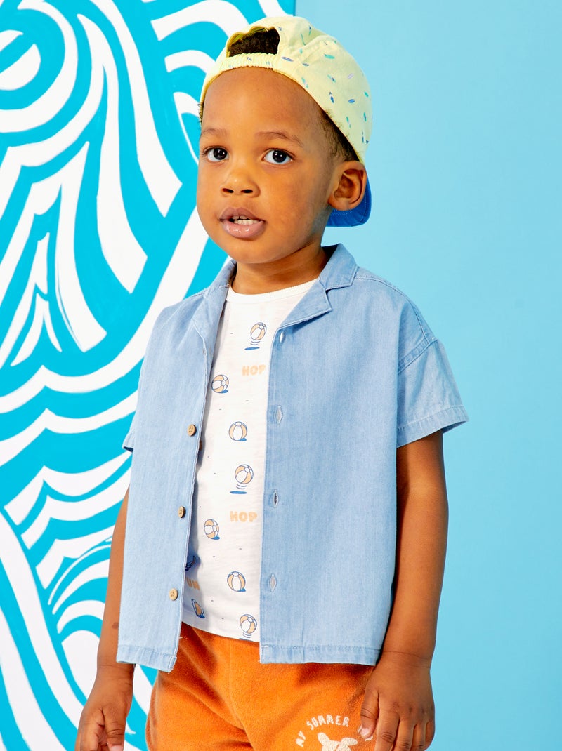 Camisa vaquera de manga corta AZUL - Kiabi