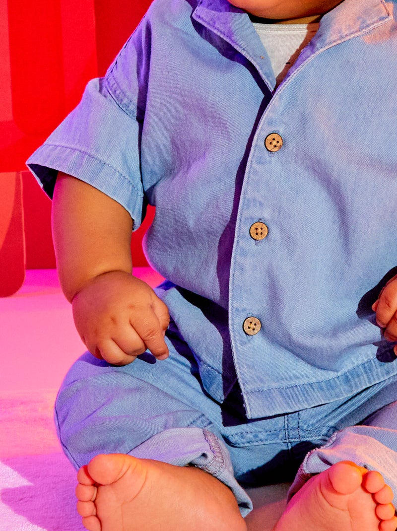 Camisa vaquera de manga corta AZUL - Kiabi